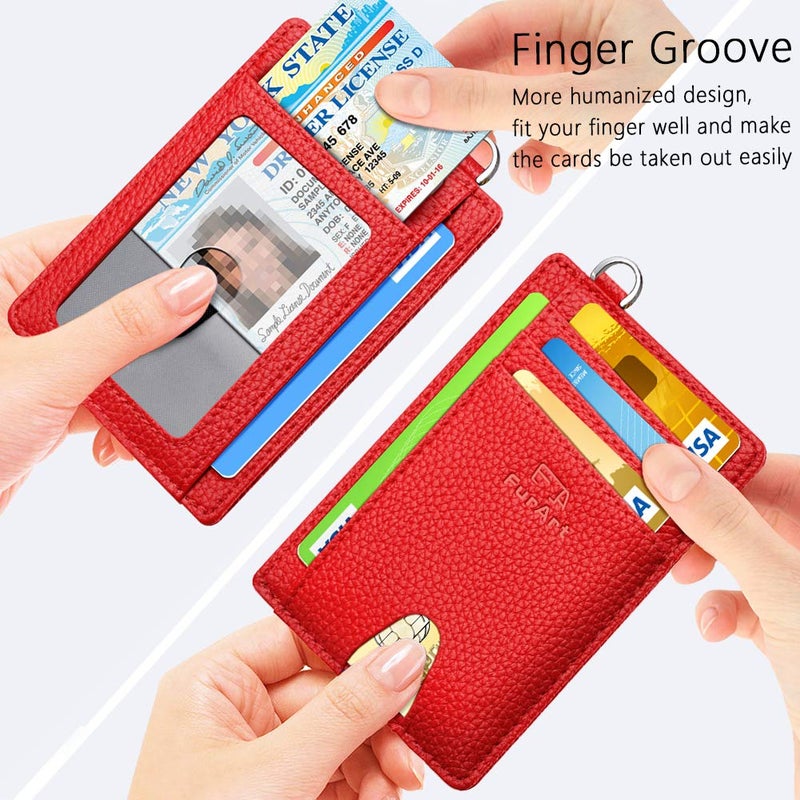 FurArt Slim Minimalist Wallet, Front Pocket Wallets, RFID Blocking, Credit Card Holder for Men-Cerise - Image 3